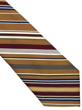Vtg Damon Gold Red White Blue Striped Wide Polyester Tie Necktie 4.5 x 57